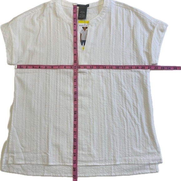 Matty M Ladies' Cotton Popover Top, Off-White/Ivory, Tunic Length, Small NWT - Picture 8 of 12